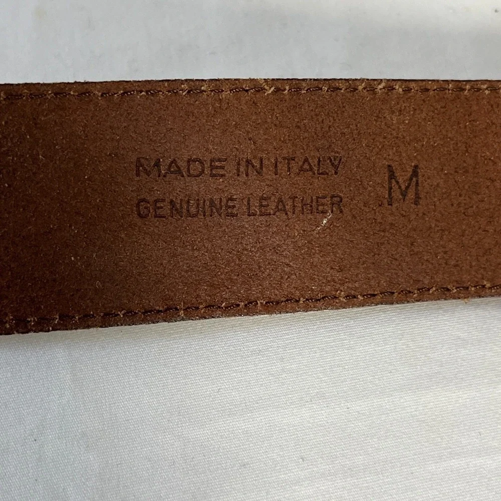 Vtg Linea Pelle Belt Croc Embossed Leather Brown/Gold Tone‎ Buckle Italy M Boho